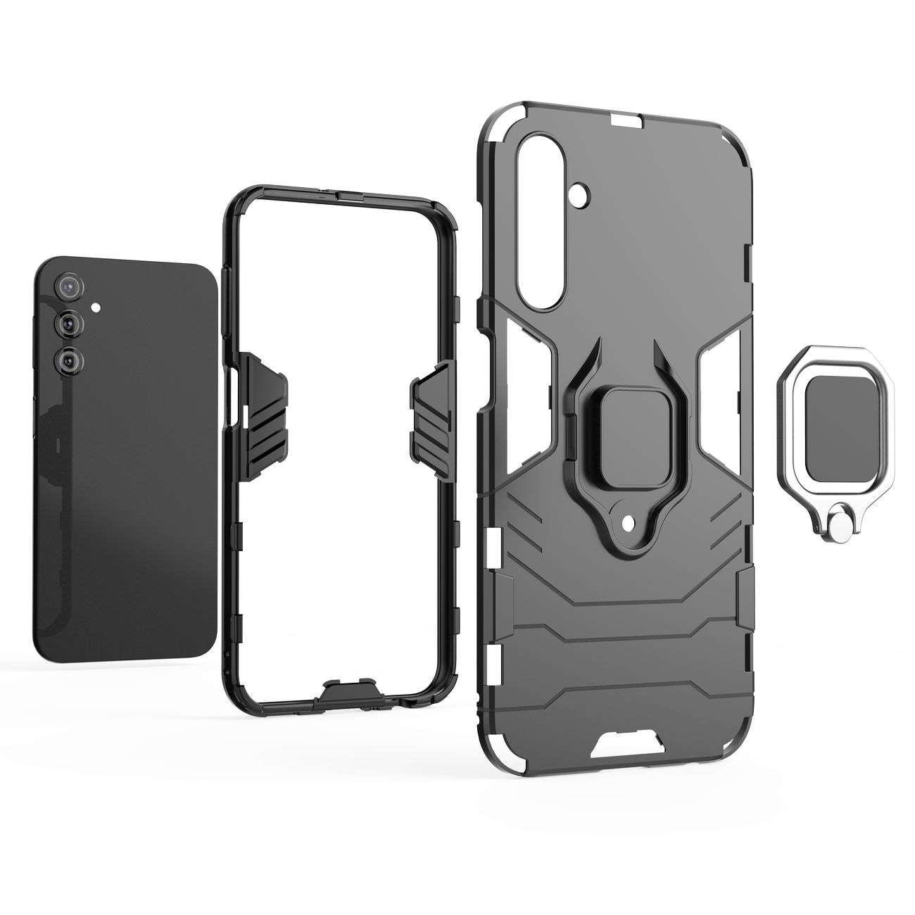 Ring Armor etui til Samsung Galaxy A24 4G pansret cover magnetisk holder ring sort