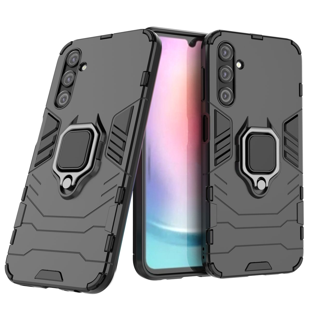 Ring Armor etui til Samsung Galaxy A24 4G pansret cover magnetisk holder ring sort