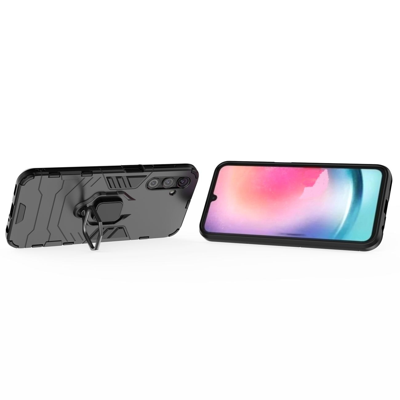 Ring Armor etui til Samsung Galaxy A24 4G pansret cover magnetisk holder ring sort