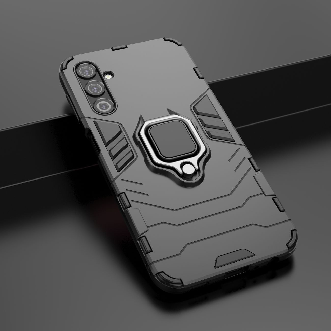 Ring Armor etui til Samsung Galaxy A24 4G pansret cover magnetisk holder ring sort