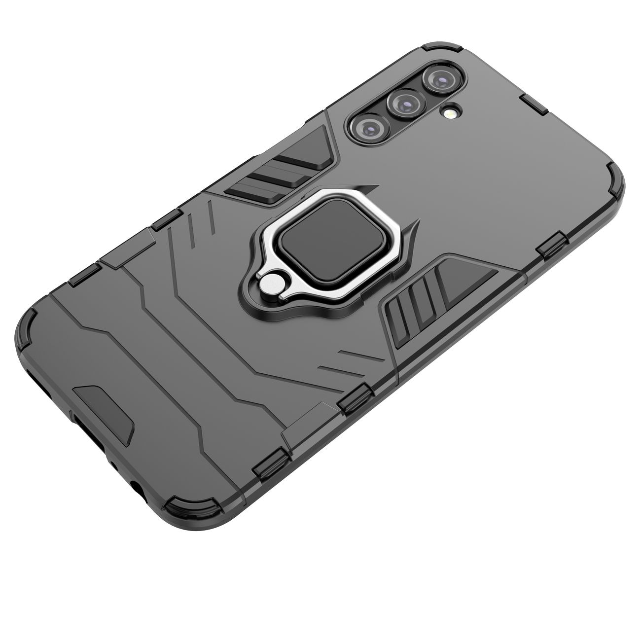 Ring Armor etui til Samsung Galaxy A24 4G pansret cover magnetisk holder ring sort