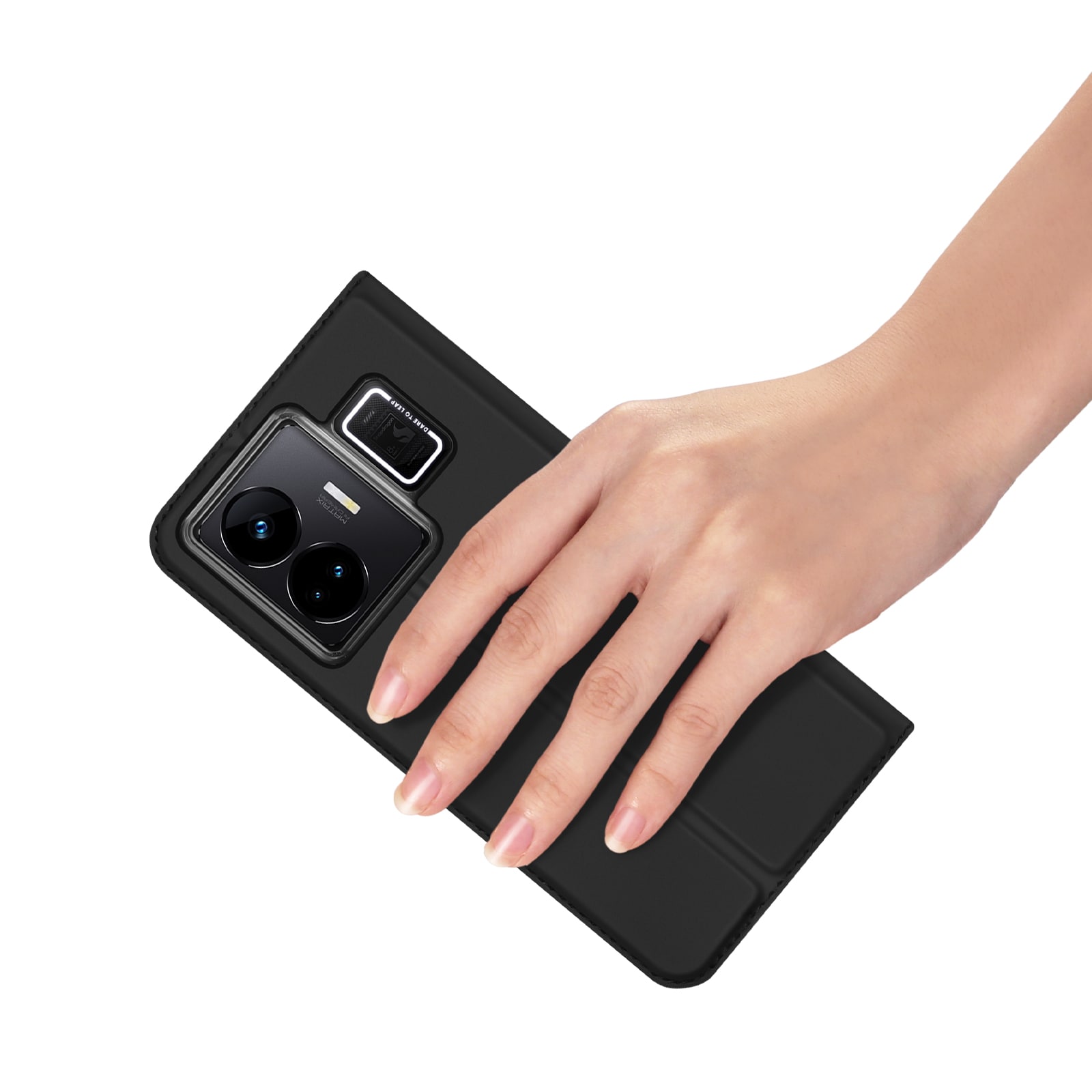 Dux Ducis Skin Pro-etui til Realme GT Neo 5 / Realme GT3 Flip Cover Card Wallet Stand Sort