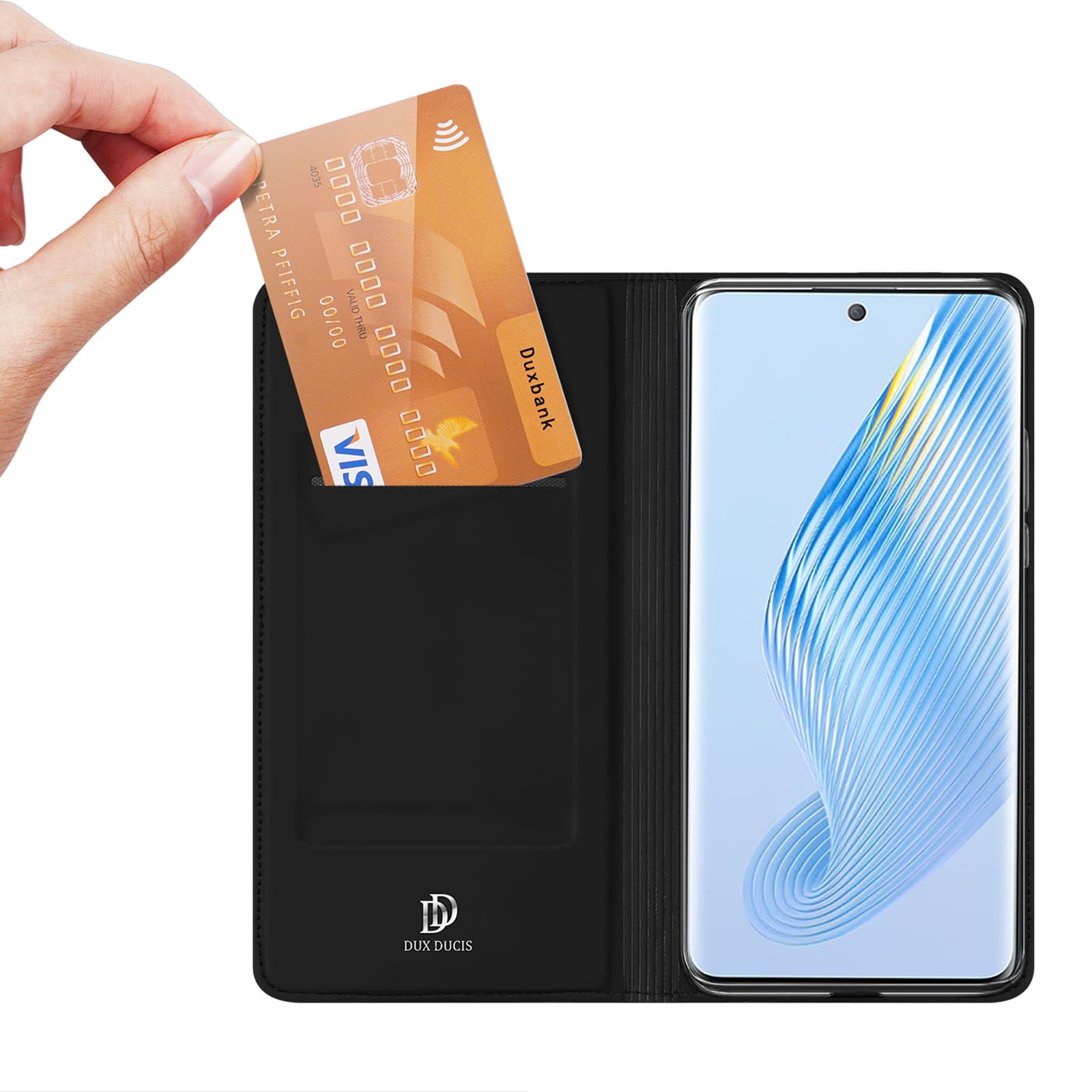 Dux Ducis Skin Pro-etui til Honor Magic5 flip cover kort tegnebog stativ sort
