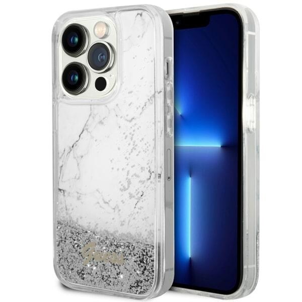 Guess GUHCP14LLCSGSGH iPhone 14 Pro 6,1" hvid/hvid hardcase Liquid Glitter Marble