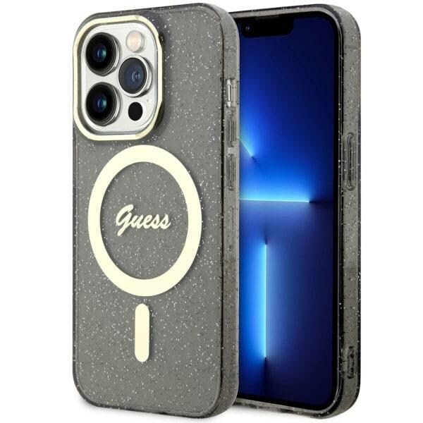 Guess GUHMP14XHCMCGK iPhone 14 Pro Max 6,7" sort/sort hardcase Glitter Gold MagSafe