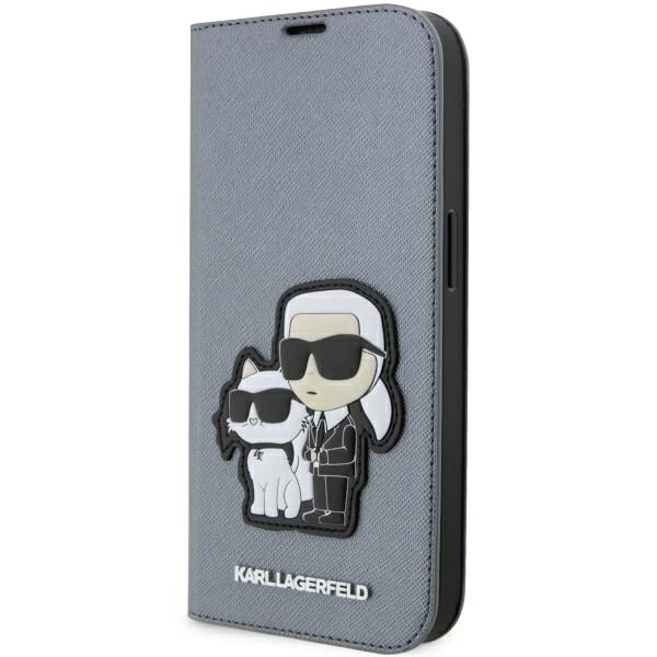 Karl Lagerfeld KLBKP14XSANKCPG iPhone 14 Pro Max 6.7" bogreol sølv Saffiano Karl & Choupette