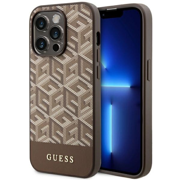 Guess GUHMP14LHGCFSEW iPhone 14 Pro 6,1" brunt/brunt hårdt etui GCube Stripes MagSafe
