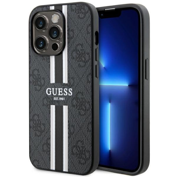 Guess GUHMP14LP4RPSK iPhone 14 Pro 6,1" sort/sort hardcase 4G Printed Stripes MagSafe