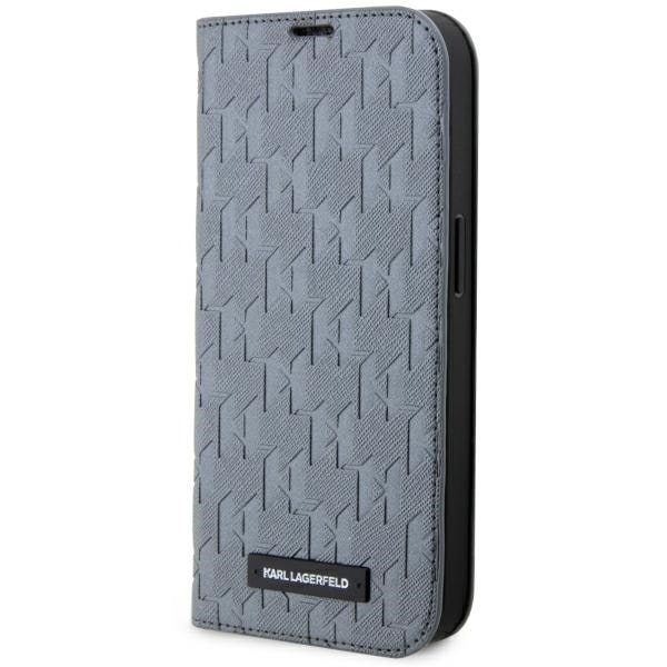 Karl Lagerfeld KLBKP14LSAKLHPG iPhone 14 Pro 6.1" bogreol sølv/sølv Saffiano Monogram