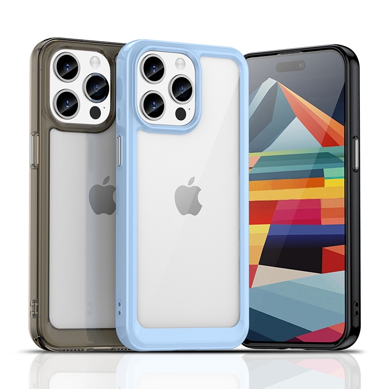 Forstærket etui med en fleksibel ramme til iPhone 15 Pro Outer Space - rød