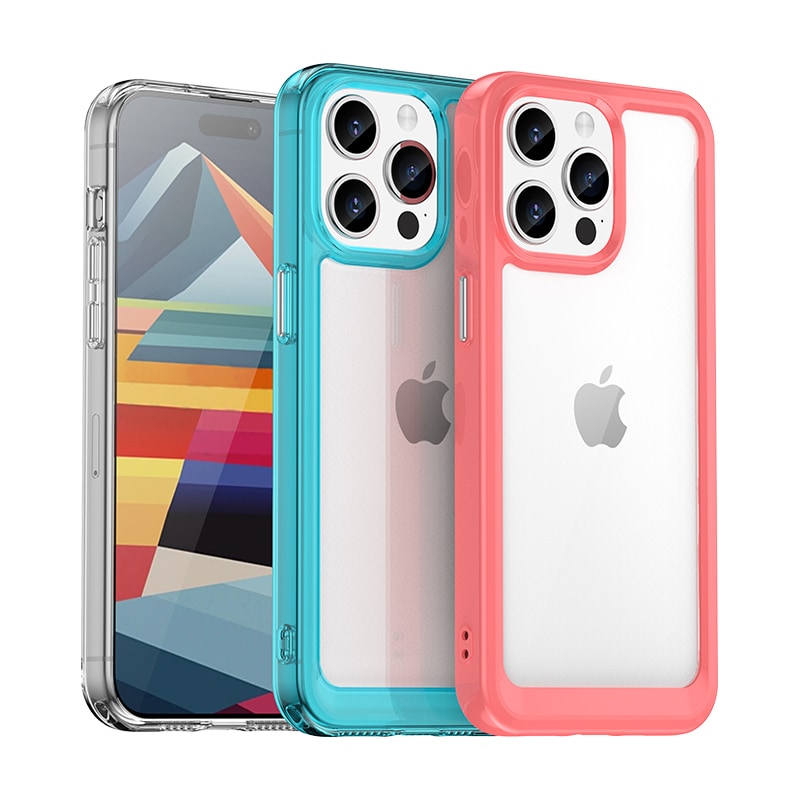 Forstærket etui med en fleksibel ramme til iPhone 15 Pro Outer Space - rød