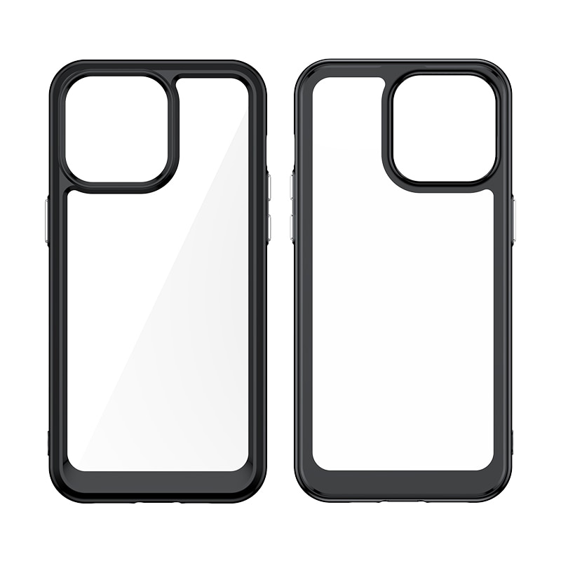 Forstærket etui med en fleksibel ramme til iPhone 15 Pro Outer Space - rød