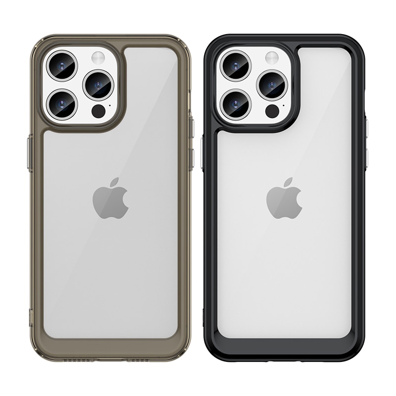 Forstærket etui med en fleksibel ramme til iPhone 15 Pro Outer Space - rød