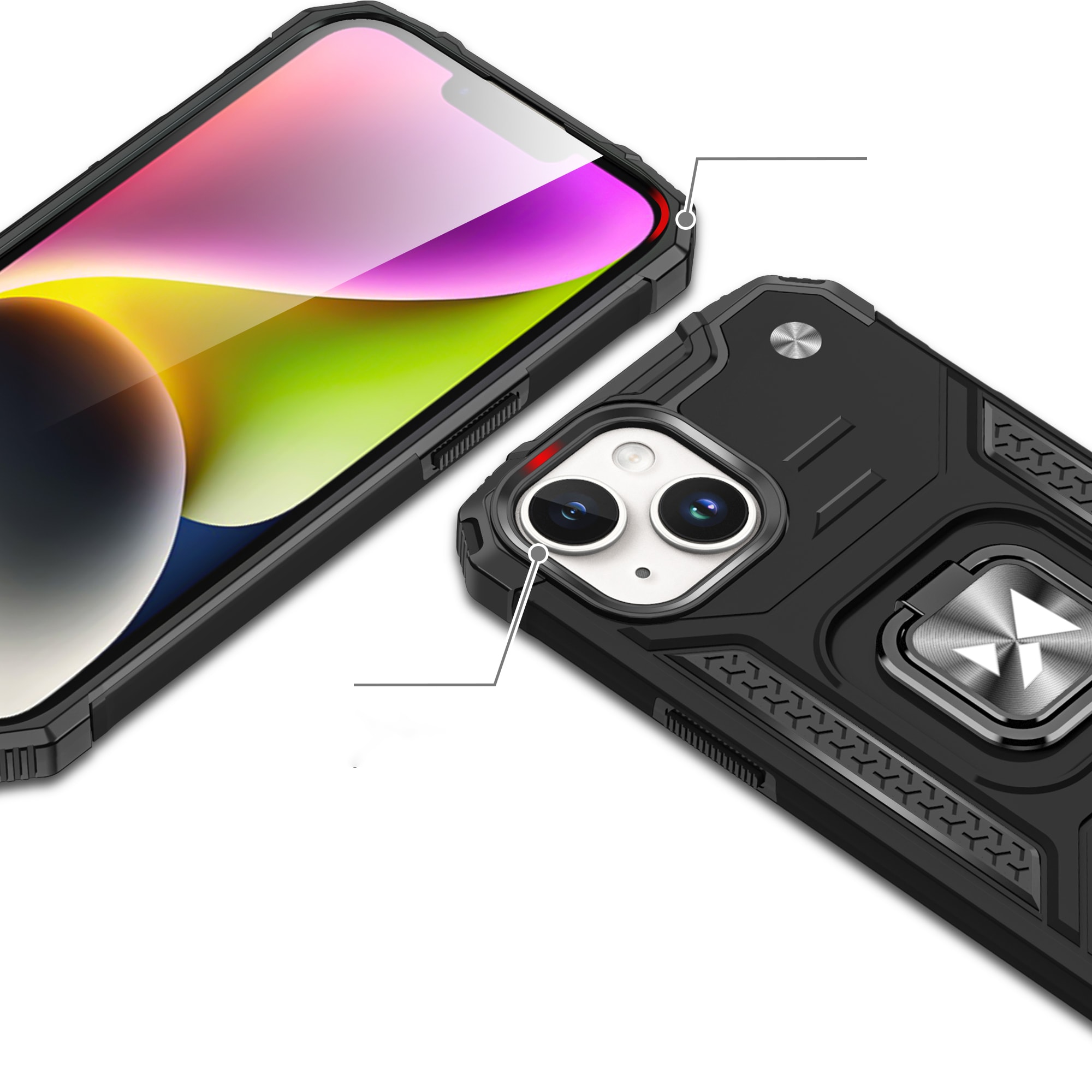 Wozinsky Ring Armor iPhone 15 Plus iPhone 15 Plus Ring Armor-etui - Sølv