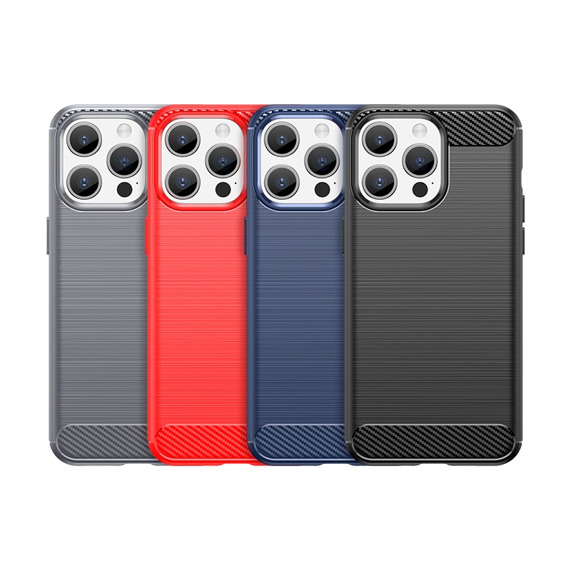 Fleksibelt etui med kulstofmønster til iPhone 15 Pro Carbon Case - blå