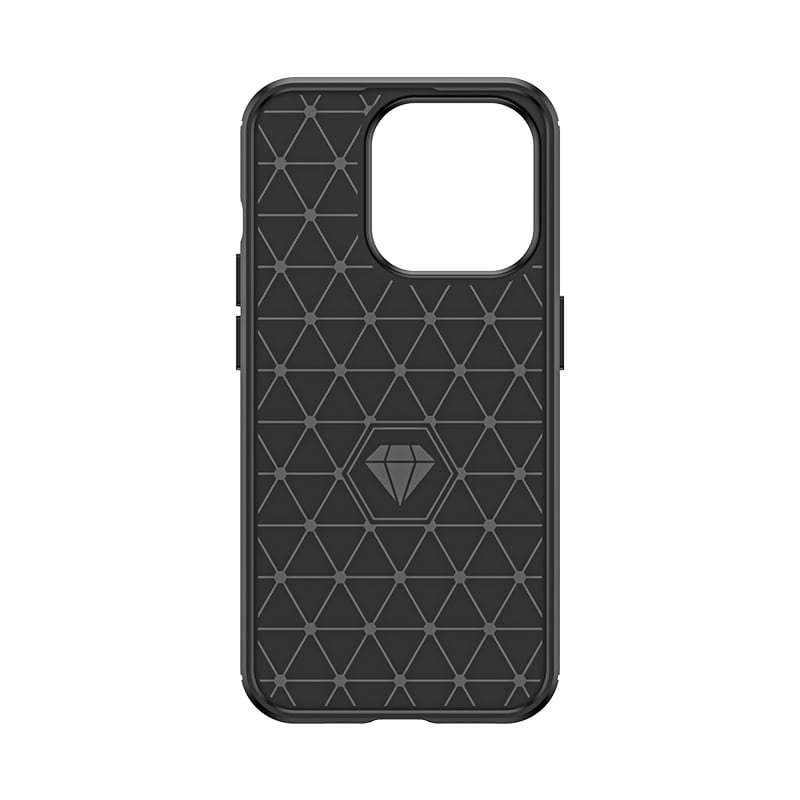 Fleksibelt etui med kulstofmønster til iPhone 15 Pro Carbon Case - sort