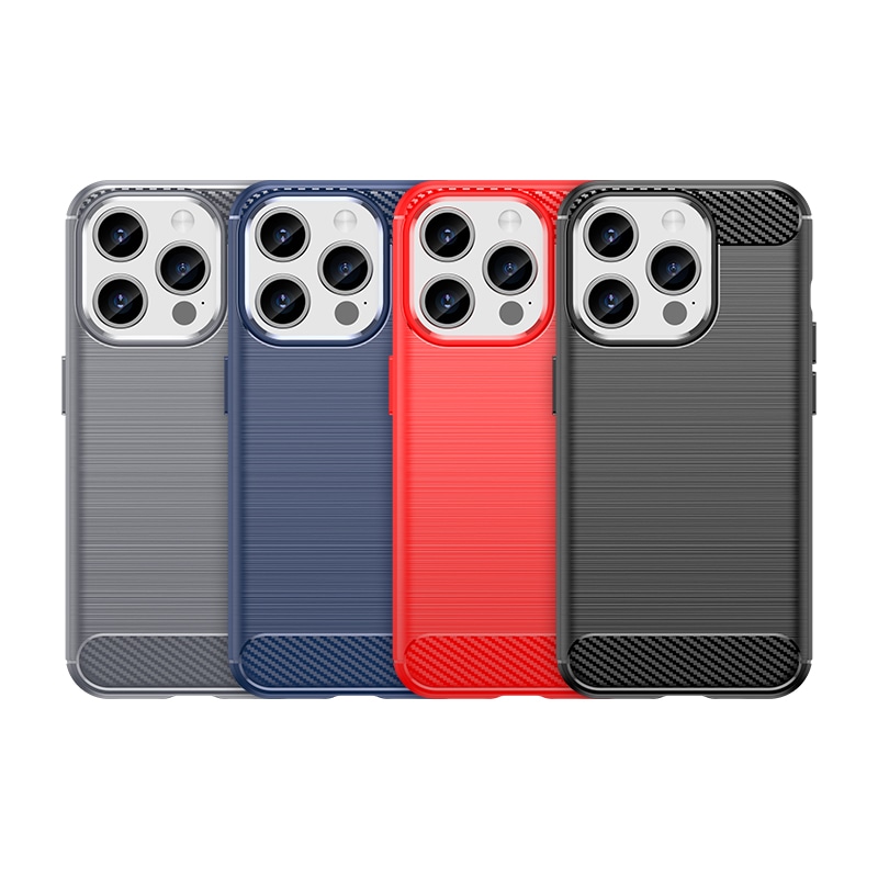 Fleksibelt etui med kulstofmønster til iPhone 15 Pro Carbon Case - sort