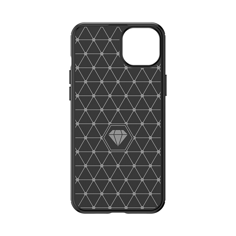 Fleksibelt etui med kulstofmønster til iPhone 15 Plus Carbon Case - blå