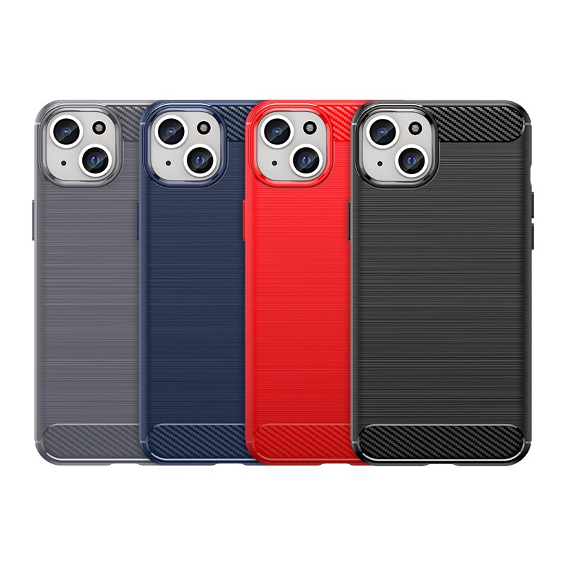 Fleksibelt etui med kulstofmønster til iPhone 15 Plus Carbon Case - blå
