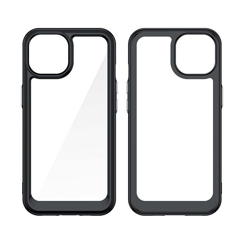 iPhone 15 Plus Outer Space forstærket etui med en fleksibel ramme - rød