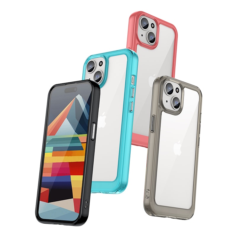 iPhone 15 Plus Outer Space-forstærket etui med fleksibel ramme - blå