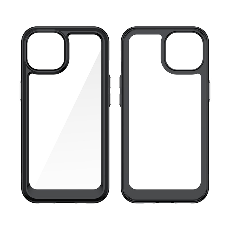 Forstærket etui med fleksibel ramme til iPhone 15 Plus Outer Space - sort