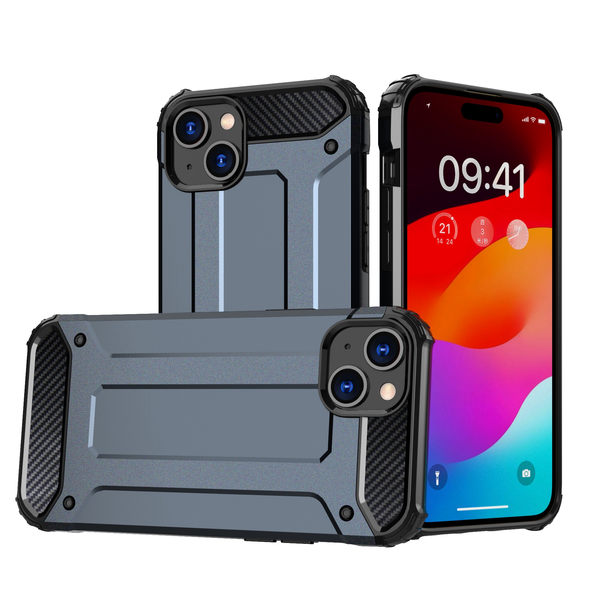 iPhone 15 Hybrid Armor-kuffert - blå