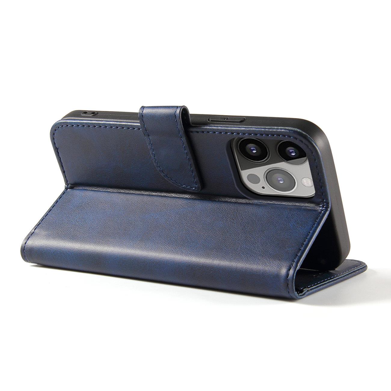Pungetui med stativ til iPhone 15 Plus Magnet-etui - blå