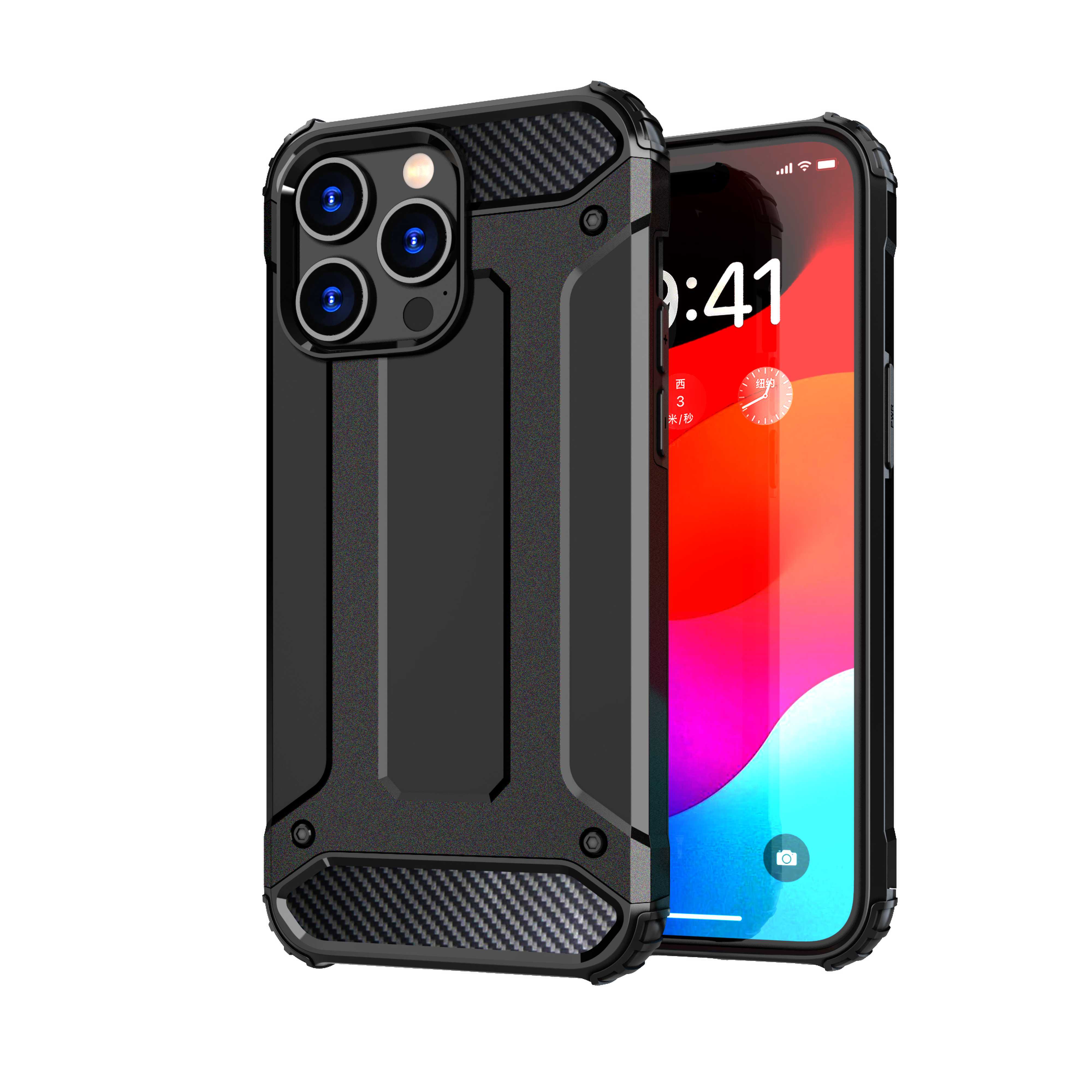 iPhone 15 Pro Hybrid Armor-etui - sort