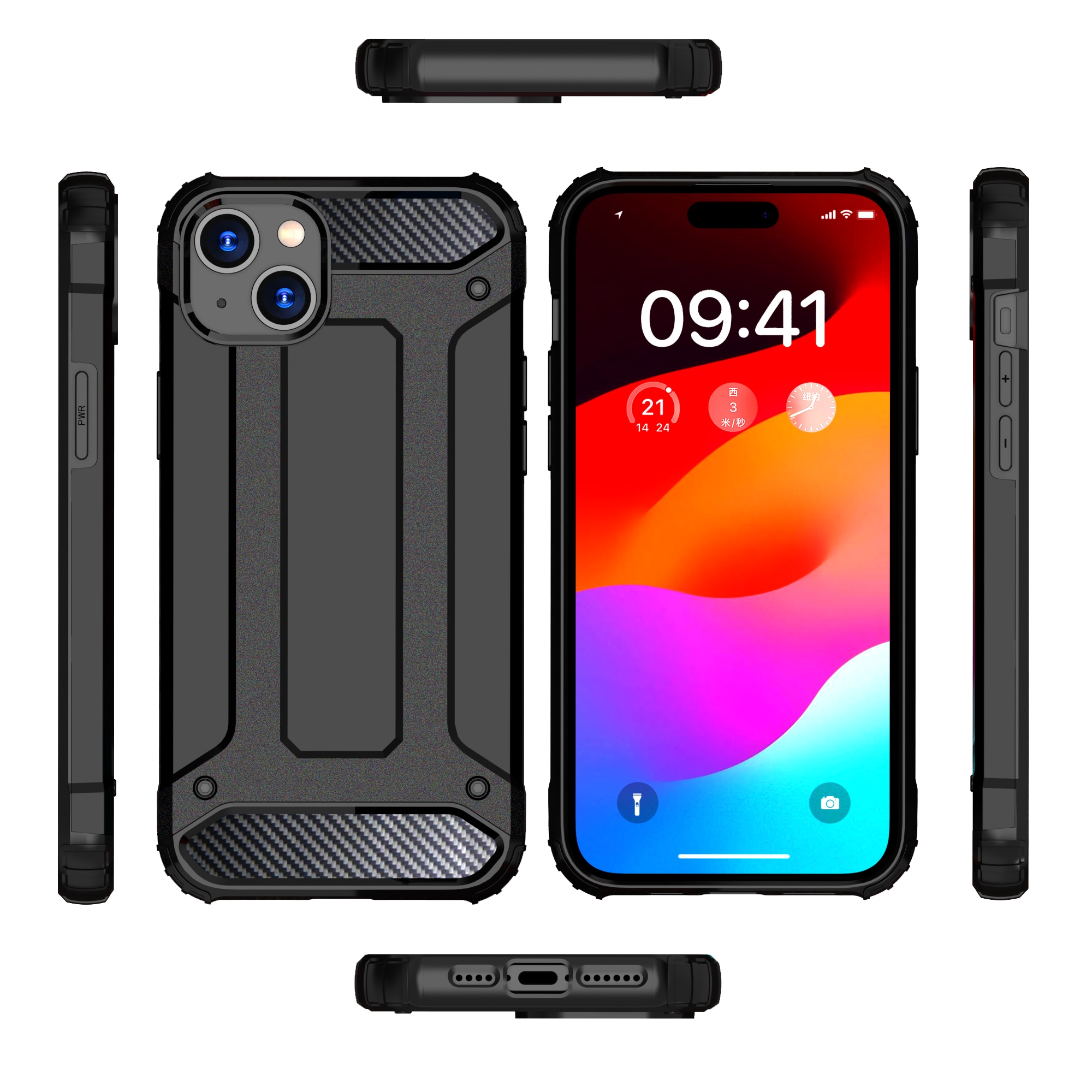 iPhone 15 Plus Hybrid Armor-etui - blå