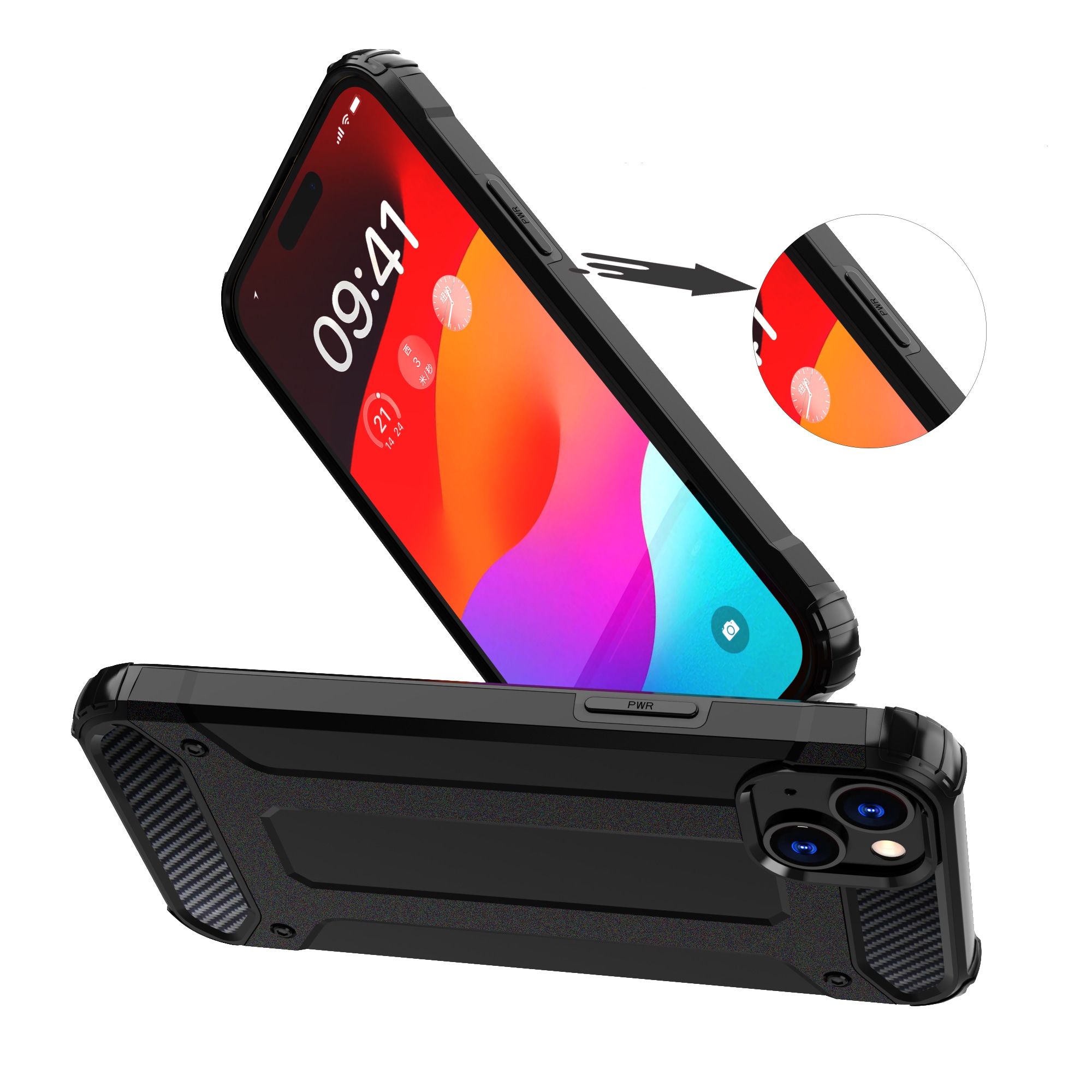 iPhone 15 Plus Hybrid Armor-etui - blå