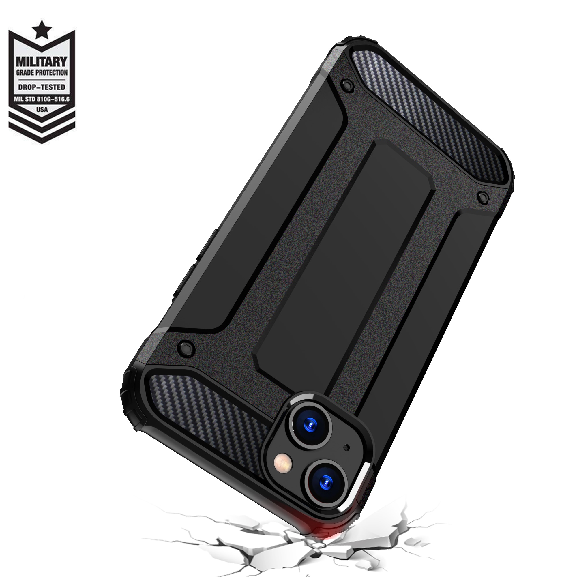 iPhone 15 Plus Hybrid Armor-etui - blå