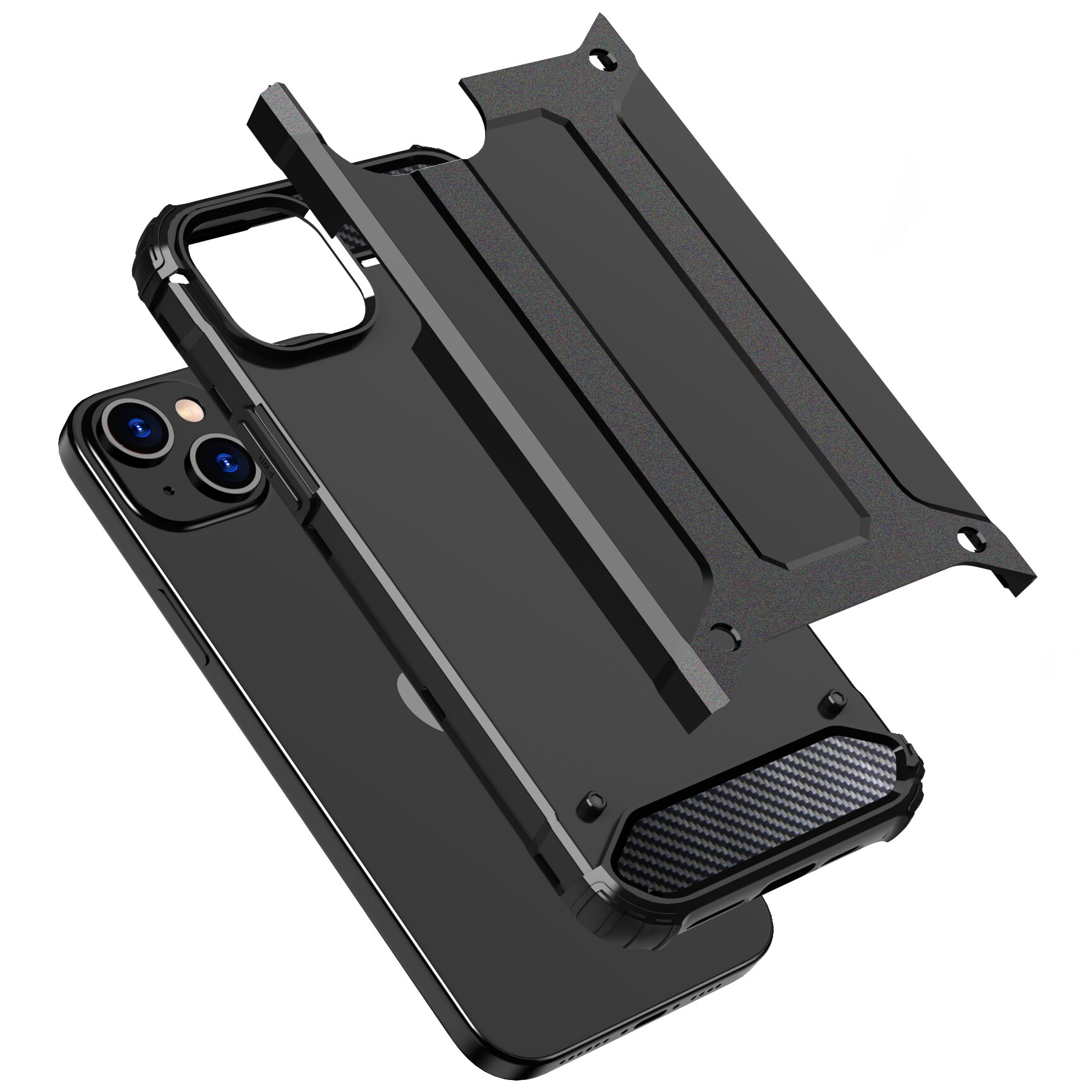 iPhone 15 Plus Hybrid Armor-etui - sort