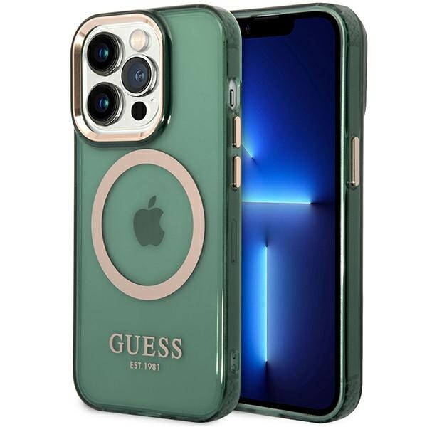 Guess GUHMP14XHTCMA iPhone 14 Pro Max 6,7" grøn/khaki hard case Gold Outline Translucent MagSafe