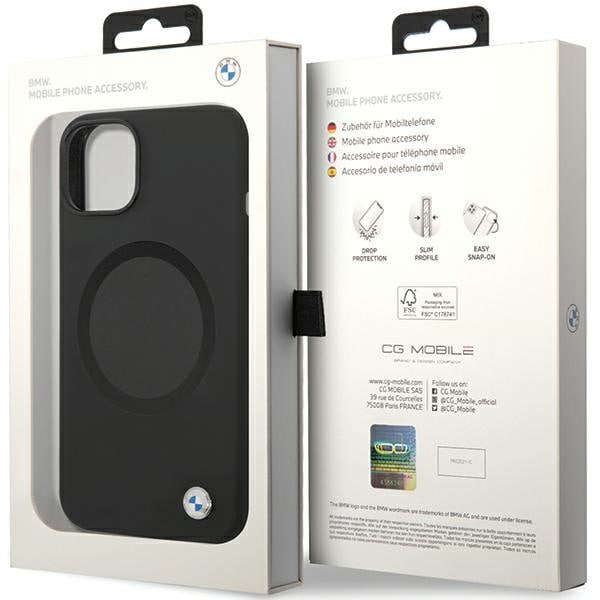 BMW BMHMP14SSILBK2 etui til iPhone 14 - sort Signature Liquid Silicone MagSafe