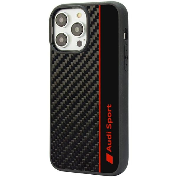 Audi kulfiberstribe iPhone 14 Pro 6,1" sort/sort hardcase AUS-TPUPCIP14P-R8/D1-BK