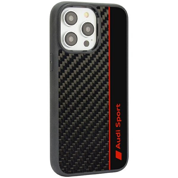 Audi kulfiberstribe iPhone 14 Pro 6,1" sort/sort hardcase AUS-TPUPCIP14P-R8/D1-BK