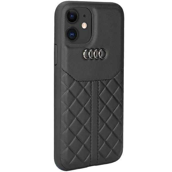 Audi Genuine Leather iPhone 12/12 Pro 6.1" sort/sort hardcase AU-TPUPCIP12P-Q8/D1-BK