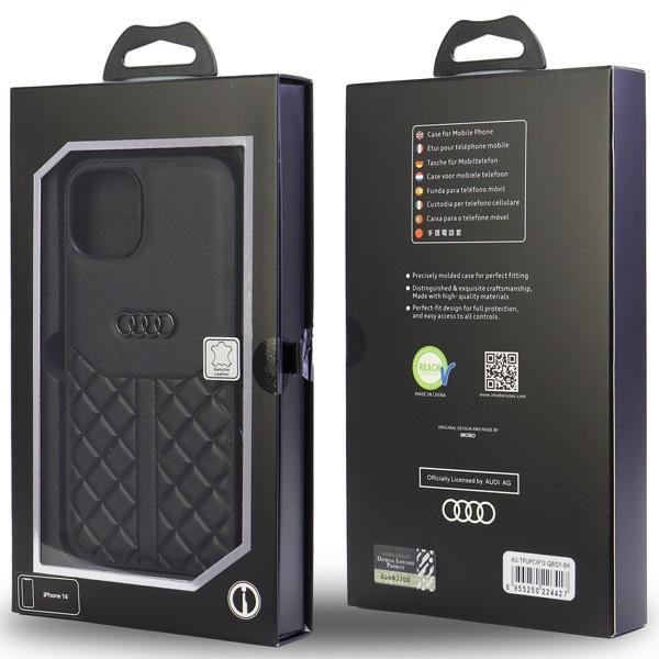 Audi Genuine Leather iPhone 12/12 Pro 6.1" sort/sort hardcase AU-TPUPCIP12P-Q8/D1-BK