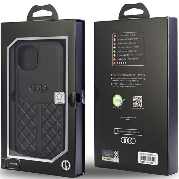 Audi Genuine Leather iPhone 14 6.1" sort/sort hardcase AU-TPUPPCIP14-Q8/D1-BK