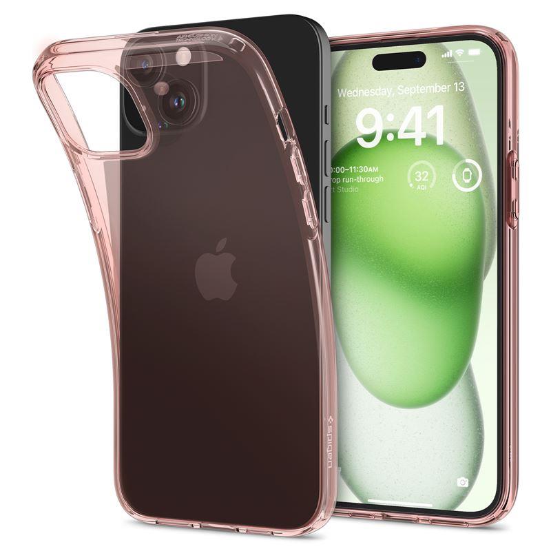 Spigen Crystal Flex iPhone 15 Plus-etui - lyserød/gennemsigtig