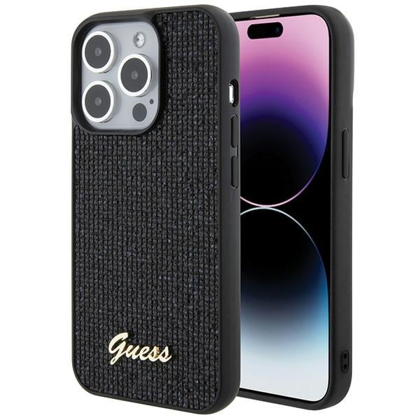 Guess Disco Metal Script-etui til iPhone 15 Pro - sort