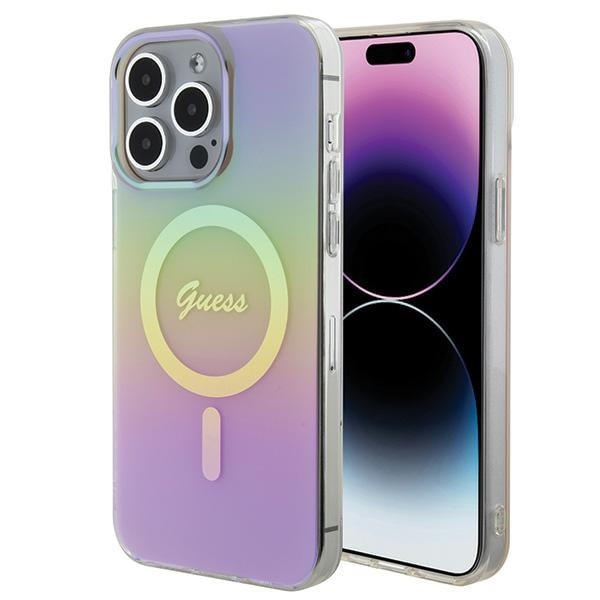 Guess IML Iridescent MagSafe-etui til iPhone 15 Pro - pink