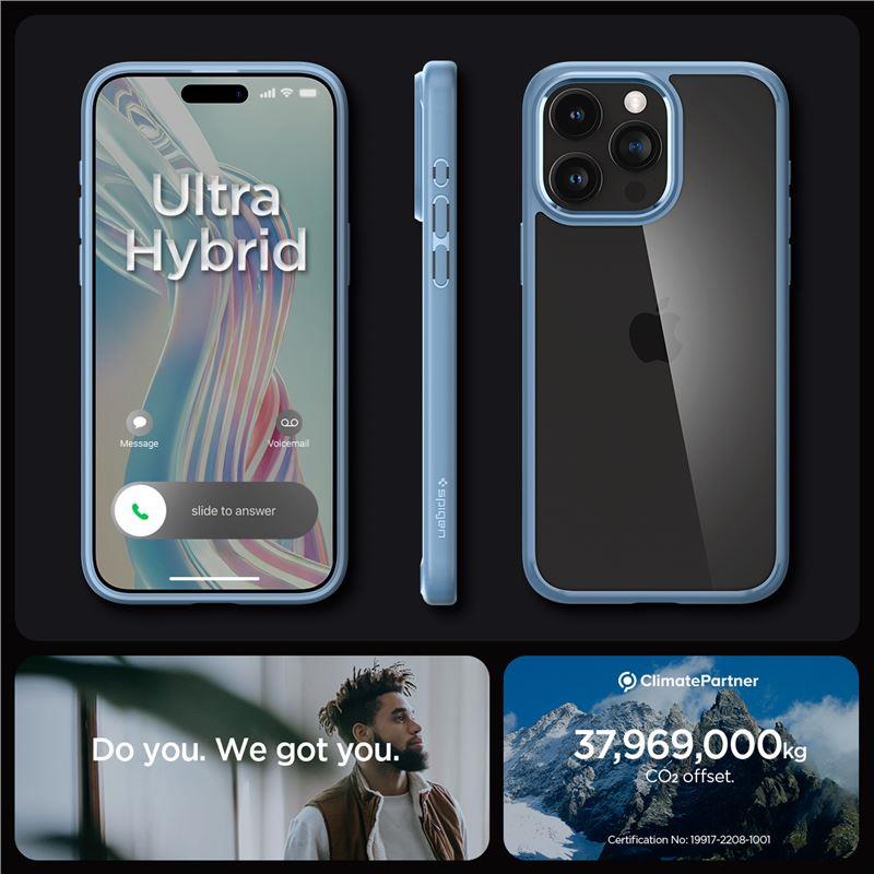Spigen Crystal Hybrid-etui til iPhone 15 Pro Max - Klar blå
