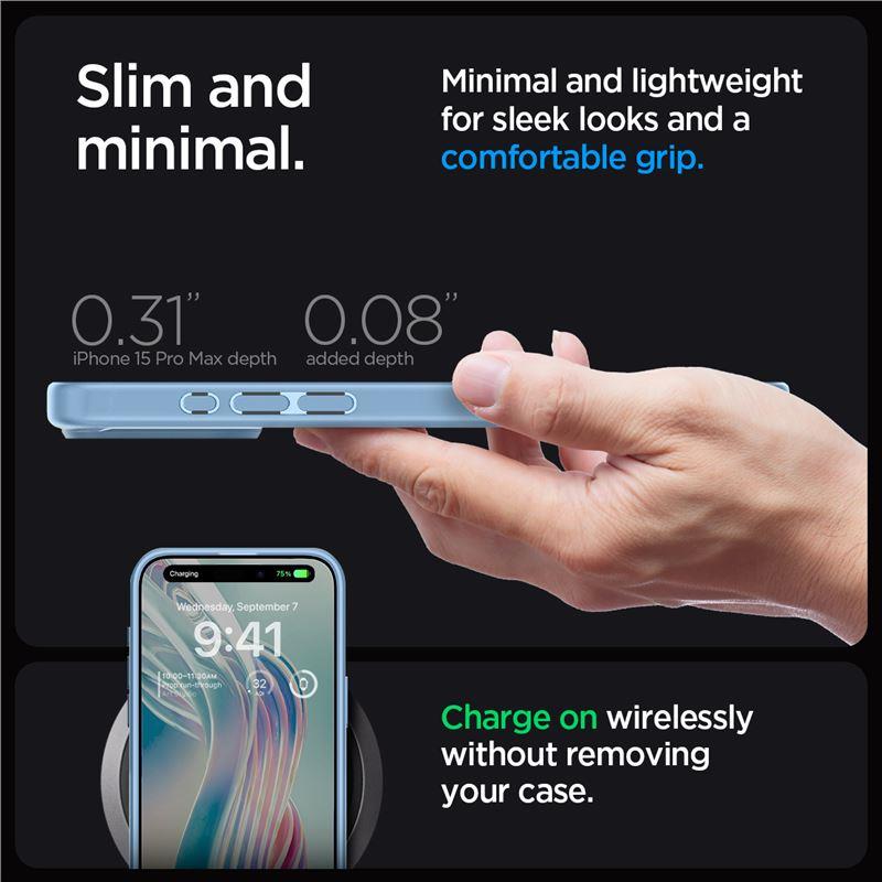 Spigen Crystal Hybrid-etui til iPhone 15 Pro Max - Klar blå