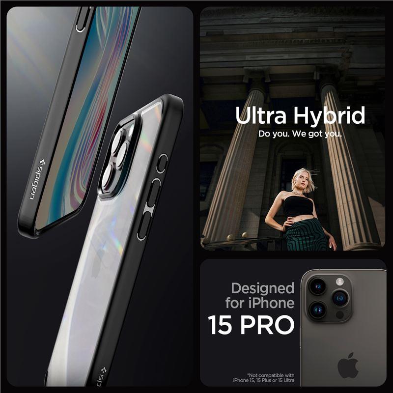 Spigen Crystal Hybrid iPhone 15 Pro-etui - Sort