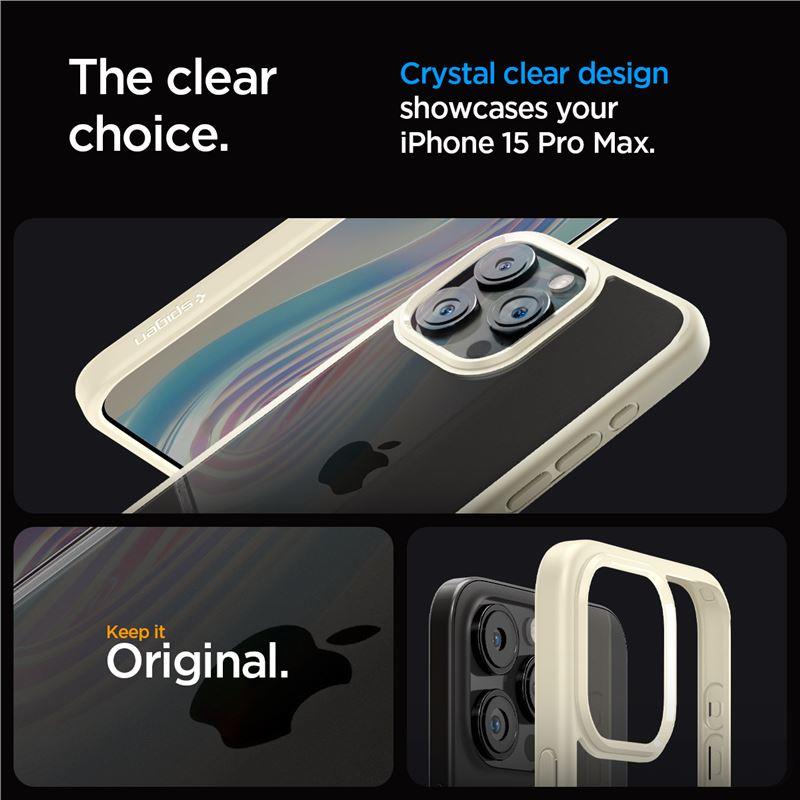 Spigen Crystal Hybrid-etui til iPhone 15 Pro Max - klar beige