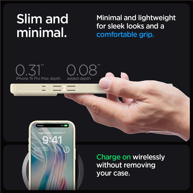 Spigen Crystal Hybrid-etui til iPhone 15 Pro Max - klar beige