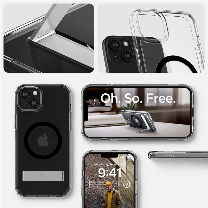 Spigen Ultra Hybrid S MagSafe-etui med stativ til iPhone 15 Plus - Sort