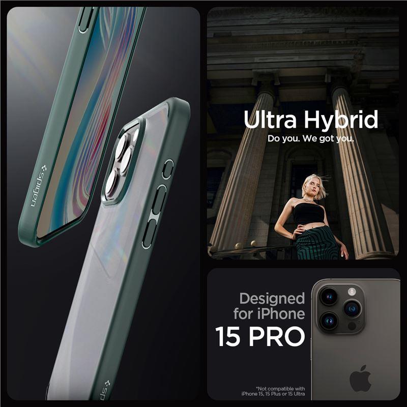 Spigen Ultra Hybrid iPhone 15 Pro-kuffert - mørkegrøn